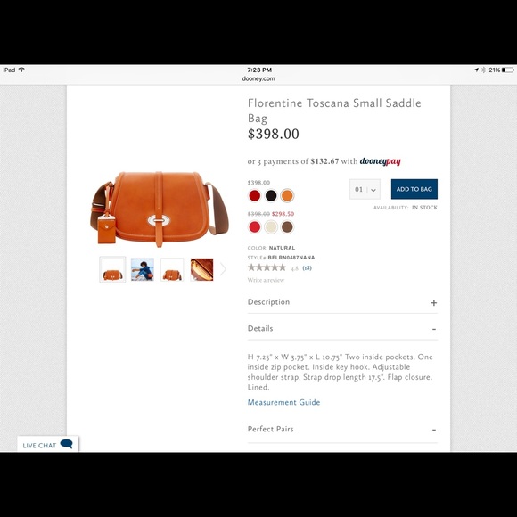 COPY - Dooney & Bourke Florentine Toscana Small Saddle - Picture 1 of 7